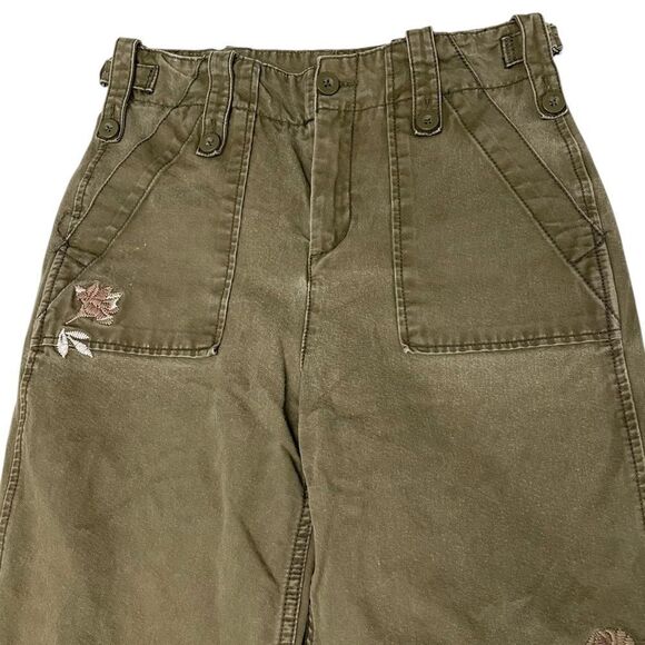 FREE PEOPLE Embellished Dusk Crop Jean Green Size 2 - Picture 6 of 9